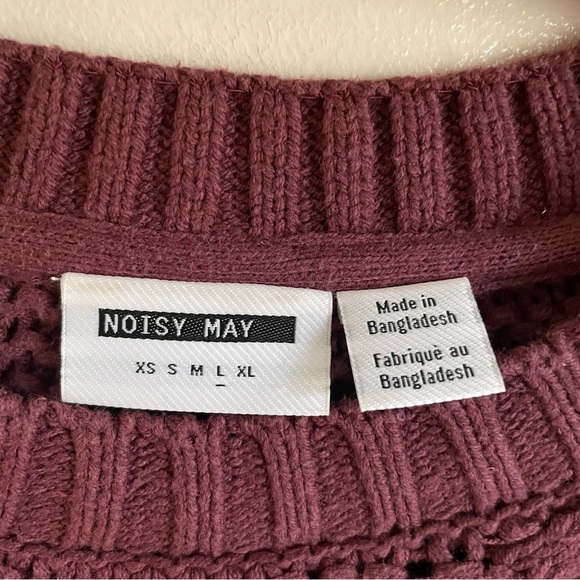 Noisy May Cable Knit Sweater Burgundy Size Large - Picture 8 of 8